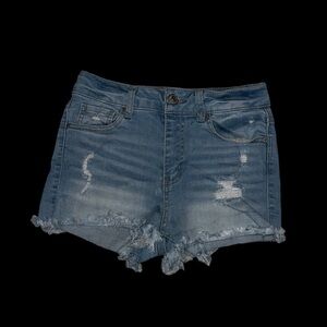 Light blue Hi-rise jean shorts from the Wax Jean brand, available in size small.